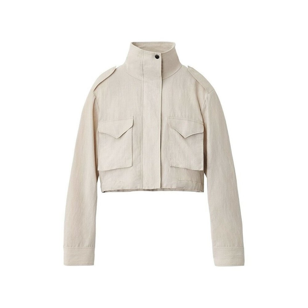 Rag & Bone Cropped Field M65 Jacket Khaki Beige Linen Snaps S NWOT $395 - Picture 2 of 8